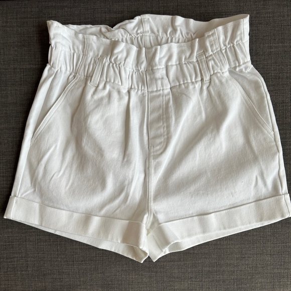 Women's Paperbag Waist White Shorts | High Rise | Size S - Picture 1 of 5